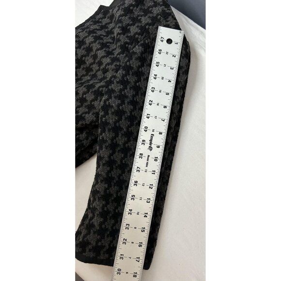 Mossimo Tweed Jacket Womens M Houndstooth Collarless Black Grey Twee 3/4 Sleeve - Picture 8 of 13